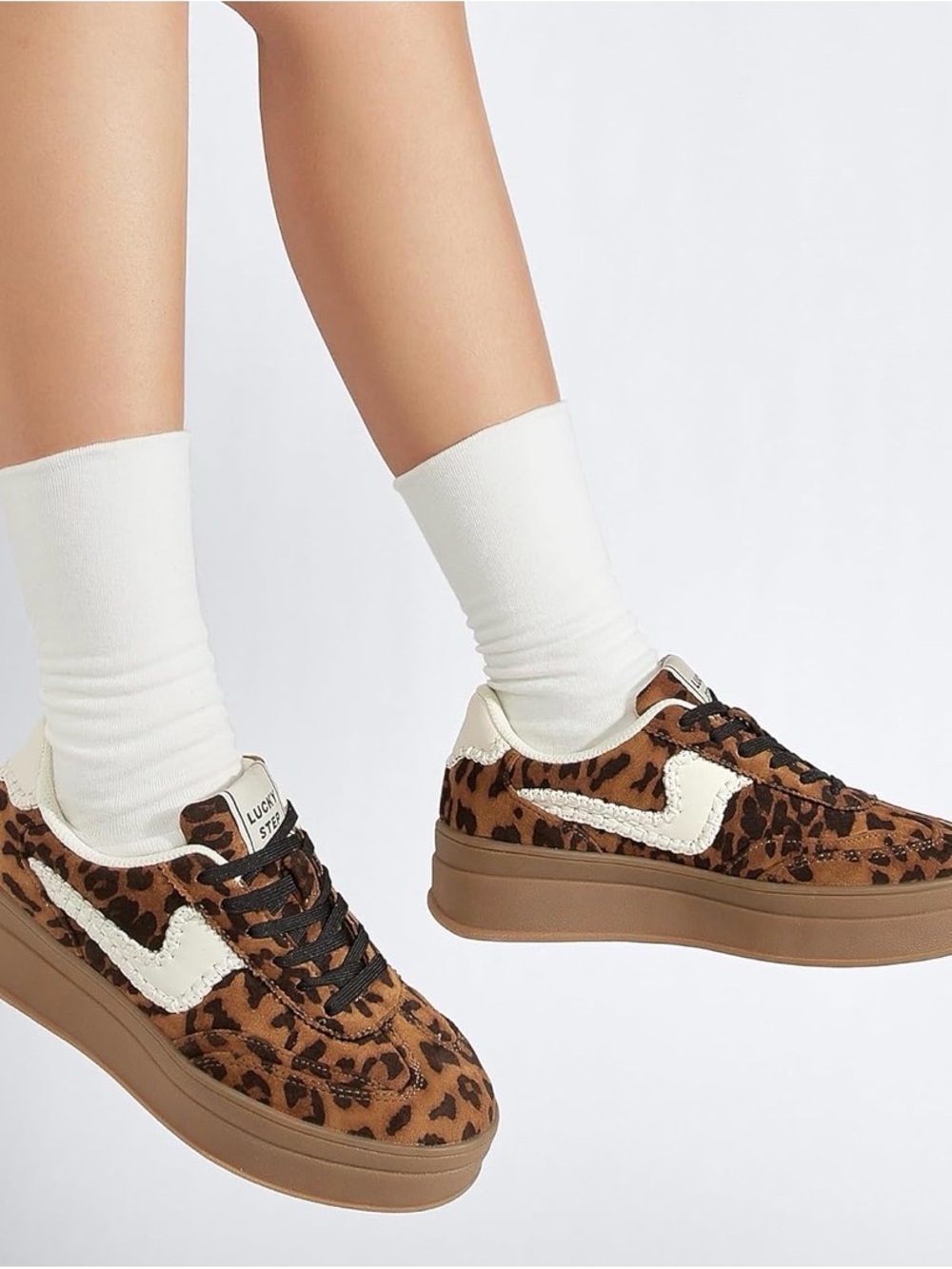 Leopard Platform Sneakers with Cream Accent